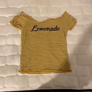 Yellow and white striped crop top